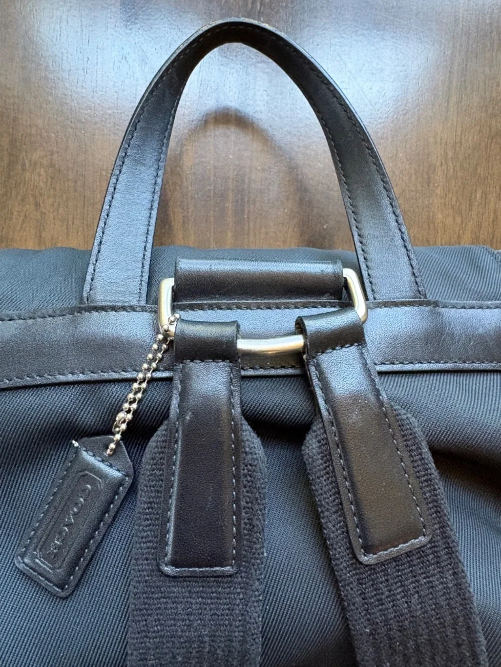 Coach Mercer Black Nylon Backpack Leather Trim